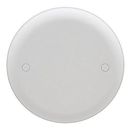 carlon round plastic flat electrical white nonmetallic box cover|Carlon 4 in. round blank ceiling nonmetallic white cover.